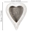 Dekoratívna miska v tvare srdca, sivá; malý kvetináč v tvare srdca, 19 cm | Floristik24.sk