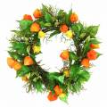 Floristik24 Umelý veniec z Physalis, oranžový a zelený, Ø28cm, jesenná dekorácia