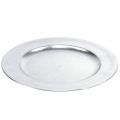 Floristik24 Plastový tanier strieborný Ø33cm s efektom glazúry