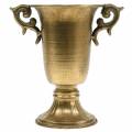 Floristik24 Ozdobný pohár s uškami zlatá Ø11cm H17,8cm starožitný vzhľad