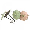 Floristik24 Dáždniky na zavesenie, jarná dekorácia, dáždnik, kovová dekorácia ružová, zelená V12,5cm Ø9cm 4ks