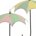 Floristik24 Kovové dáždniky, pružinové, závesné dáždniky, jesenná dekorácia ružová/zelená, modrá/žltá V29,5cm Ø24,5cm sada 2ks