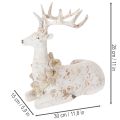 Dekoratívna figúrka sediaceho jeleňa s parohmi, 30 cm | Floristik24.sk