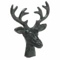 Floristik24 Vianočná dekorácia hlava jeleňa kovová čierna 6,8cm 6ks