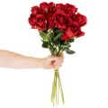 Umelá ruža s dlhou stonkou, červený umelý kvet, 62 cm, 12 kusov | Floristik24.sk