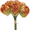 Floristik24 Parta ruží, hodvábne kvety, umelé ruže oranžové, starožitný vzhľad L23cm 8ks