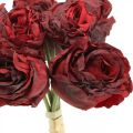Floristik24 Umelé ruže červené, hodvábne kvety, zväzok ruží L23cm 8ks