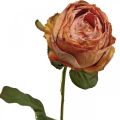 Floristik24 Umelá ruža oranžová, umelá ruža, ozdobná ruža L74cm Ø7cm