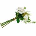 Floristik24 Kytica ruží Parta umelých ruží Krémové hodvábne kvety v kytici