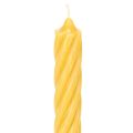 Rustikálne sviečky Twist, vysoké kužeľovité sviečky, jednoliata žltá, 350/28 mm, 4 kusy | Floristik24.sk
