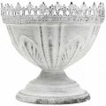 Floristik24 Ozdobná trofejná kovová dekoratívna miska biela s okrajom korunky V15cm