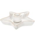 Floristik24 Keramický svietnik v tvare hviezdy, biely, na kužeľovité sviečky, 12 cm, 2 kusy