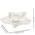 Keramický svietnik v tvare hviezdy, biely, na kužeľovité sviečky, 12 cm, 2 kusy | Floristik24.sk