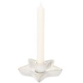 Keramický svietnik v tvare hviezdy, biely, na kužeľovité sviečky, 12 cm, 2 kusy | Floristik24.sk