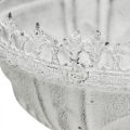 Floristik24 Miska na hrnček kovová biela dekoračná miska starožitného vzhľadu Ø15,5cm