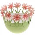 Floristik24 Miska na rastliny, jarná dekorácia, kovová miska s kvetinovou výzdobou, veľkonočný košík