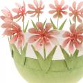 Floristik24 Miska na rastliny, jarná dekorácia, kovová miska s kvetinovou výzdobou, veľkonočný košík