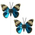 Floristik24 Motýľ modrý 7,5cm lesklý 4ks