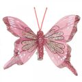 Floristik24 Deco motýle s klipom, motýle perie ružové 4,5–8cm 10ks