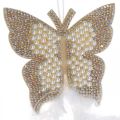 Floristik24 Plstený motýlik na zavesenie krémová svadobná dekorácia 16cm