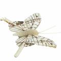 Floristik24 Deko motýľ s kovovou sponou prírodné striebro, rozmanité V4,9 cm/5,8 cm/7,4 cm 6 kusov v sade
