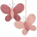 Floristik24 Motýlik na zavesenie drevo ružový 13cm x 22cm 2ks
