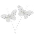 Floristik24 Motýľ biely 9cm s trblietkami 12ks
