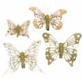 Floristik24 Motýľ z peria na klipe zlaté trblietky 10 kusov