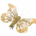 Floristik24 Motýľ z peria na klipe zlaté trblietky 10 kusov