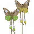 Floristik24 Kvetinová tyčinka motýľ drevená dekorácia na nalepenie 7×5cm 16ks