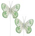 Floristik24 Motýle 7,5cm zelené, šedé so sľudou 4ks