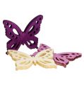 Floristik24 Drevené motýliky 4cm fialové, biele 72ks
