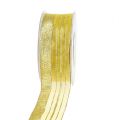 Floristik24 Ozdobná šnúra s lurexovými prúžkami zlatá 40mm 20m