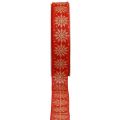 Floristik24 Vianočná stuha darčeková stuha snehové vločky červená 25mm 20m