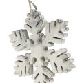 Floristik24 Drevené snehové vločky bielo-šedého druhu. 7-12 cm 6ks