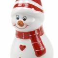 Floristik24 Vianočná dekorácia snehuliak keramika 10cm červená, biela 2ks