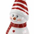 Floristik24 Vianočná figúrka snehuliaka so špicatou čiapkou keramická 15cm červená, biela 2ks