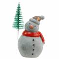 Floristik24 Vianočná figúrka snehuliaka s jedľovým betónom sivá, farebná 9cm-11cm 4ks