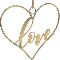 Floristik24 Nápis Love heart deco metal gold na zavesenie 27cm