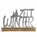 Floristik24 Stolová dekorácia &quot;Wintertime&quot; kov, mangové drevo strieborná 33×22cm