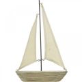 Floristik24 Dekoratívna drevená plachetnica, námorná dekorácia, dekoračná loď shabby chic, prírodné farby, biela V29cm L18cm