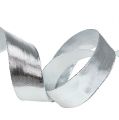 Darčeková stuha strieborná s drôteným okrajom 40mm 25m | Floristik24.sk