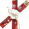 Floristik24 Pár lyží červené na zavesenie vianočný stromček 13,7cm x 7cm 3ks