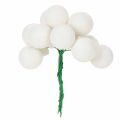 Zrkadlové mini sklenené guľôčky na drôte s motívom bobúľ, biele, 25 mm, 140 kusov | Floristik24.sk