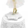 Floristik24 Hracia skrinka balerína biela zimná dekorácia Ø10,5cm V18,5cm