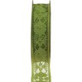 Floristik24 Čipková stuha zelená 25mm kvetinový vzor ozdobná stuha čipka 15m