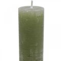 Floristik24 Jednofarebné sviečky olivovo zelené tyčinkové 34×240mm 4ks