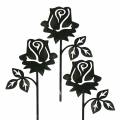 Floristik24 Kovový čap ruža strieborno-sivý, biely umývaný kov 20cm × 11,5cm 8ks