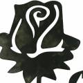 Floristik24 Kovový čap ruža strieborno-sivý, biely umývaný kov 20cm × 11,5cm 8ks
