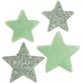 Floristik24 Bodová dekorácia Vianočné hviezdy rozptylové hviezdy zelené Ø4/5cm 40ks